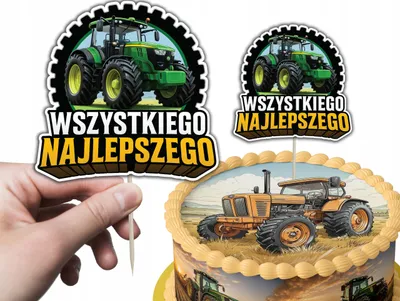 Zdjęcie produktu dla TOPPER NA TORT ozdoba dekoracja urodziny torcik TRAKTOR CIĄGNIK POLE ROLNIK
