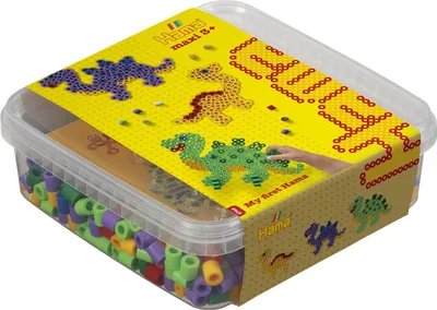 Zdjęcie produktu dla Hama Bgelperlen maxi + Stiftplatte "Dinosaurier", in Box