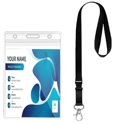 Productafbeelding van Set met kaarthouders en sleutelbanden, identiteitskaarthouders, transparant en waterdicht, identiteitskaarthouderclip, kaarthouders, sleutelhanger, dienstbadge, studentenkaart, sleutelband voor kantoor