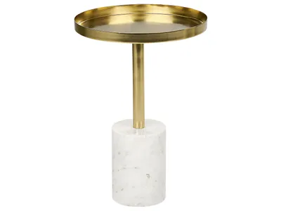 Produktbild von BELIANI Beistelltisch Gold u. Weiß aus Metall Marmor Rund ⌀ 36 cm Elegantes Modernes Design für Wohnzimmer Schlafzimmer