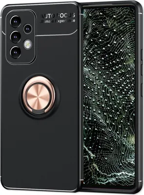 Obrázok produktu pre Matné čierne puzdro s krúžkom pre Samsung Galaxy A53, puzdro na mobilný telefón s 360° krúžkom pre funkciu stojana a držiaka do auta, robustné protišmykové nárazuvzdorné, silikónové krycie puzdro Rose Gold