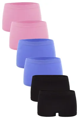 Produktbild von Fabio Farini - 6 Stück Damen Hipster Boxershorts - Frauen Unterhosen Slip Set Seamless angenehmes Tragegefühl ohne Seitliche Nähte