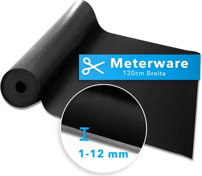 Immagine prodotto di Foglio di gomma SBR in rotoli Nero e liscio Stuoia di protezione per l'edilizia Spessore: 3 mm 120x500 cm