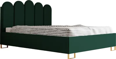 Produktbild von Schlafzimmer-Polsterbett MALAGA, Gepolstertem Kopfteil, Hochwertiger ELEMENT Polsterstoff, Bettkasten mit Gasdruckfeder, Komfortable Betthöhe 39 cm, 120x200 cm Grün