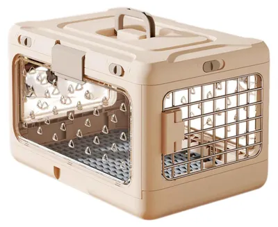 Image de Cage de transport pliable Zimilo pour chats et chiens, avec fenêtre transparente, aération, grille métallique et tapis absorbant, rose