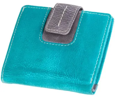 Produktbild von Damengeldbörse zweifarbig Leder 9x10x2cm türkis
