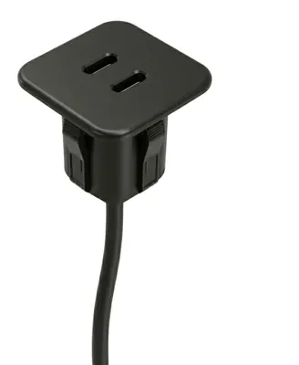 Produktbild von kalb | USB-C Einbau Hub 2-fach Mini LED Anschluss, für Möbel & Tischplatten Schwarz