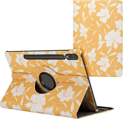 Productafbeelding van imoshion 360° Draaibare Design Bookcase voor de Samsung Galaxy Tab S10 Plus / Tab S9 FE Plus / Tab S9 Plus - Yellow Flowers