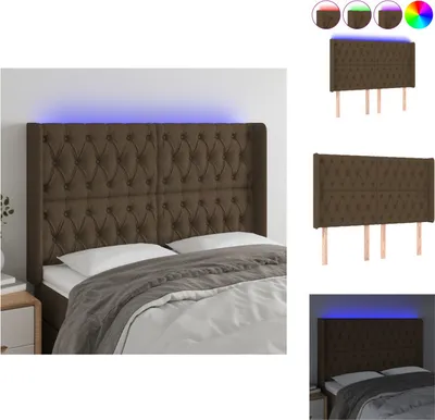 Produktbild von vidaXL LED Kopfteil Dunkelbraun 163x16x118/128 cm Stoff -  Kopf- & Fußenden