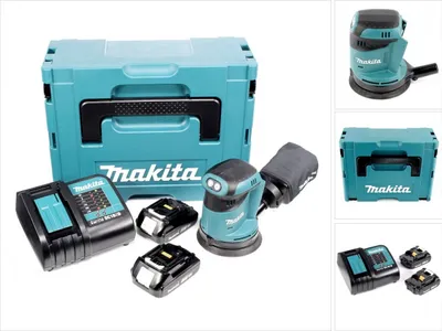 Produktbild von Makita DBO 180 SAJ Akku Exzenterschleifer 18 V 125 mm + 2x Akku 2,0 Ah + Ladegerät + Makpac