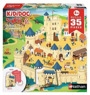 Productafbeelding van Nathan Jeux Puzzel voor kinderen vanaf 4 jaar - Kididoc Puzzel - Kastelen en ridders
