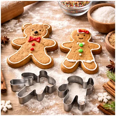 Produktbild von Plätzchenausstecher Set Kind und Teddy Edelstahl Ausstechformen 2er