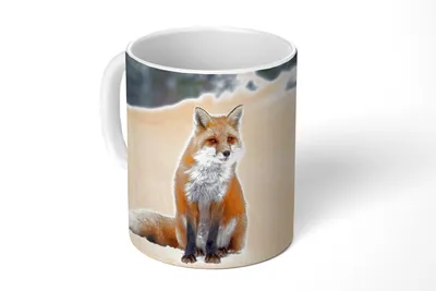 Produktbild von KitchenYeah® Tasse Kaffeetasse Kaffeebecher 350 ml Fuchs - Schnee - Wald Teetasse - Fototasse - Becher - Keramikbecher - Teebecher - Kaffeetasse - Bürotasse