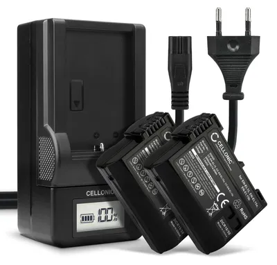Produktbild von CELLONIC 2x Akku für Kamera Kompatibel mit Nikon D850, D750, 1 V1, EN-EL15c - (2000mAh, 7.4V) + Ladegerät