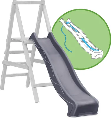 Produktbild von Wellenrutsche 290 cm Anthrazit für Podesthöhe 150 cm Anbaurutsche mit Wasseranschluss für Spielturm