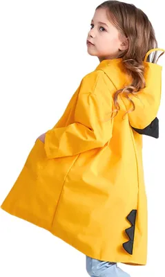 Produktbild von Kinder Regenmantel mit Kapuze Mädchen Regenjacke Durchsichtige Schild Süß Cartoon Junge Regenponcho Wasserdicht Atmungsaktiv Regencape Regenbekleidung Dinosaurier für Sommerregen Gelb L