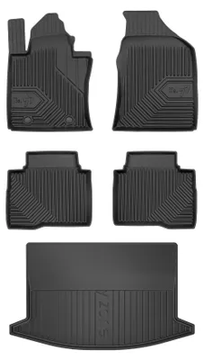 Zdjęcie produktu dla Dywaniki gumowe + mata bagażnika do SsangYong Korando IV 2019- (SUV/crossover, dolny poziom podłogi) – czarne, dopasowane – Wielganizator