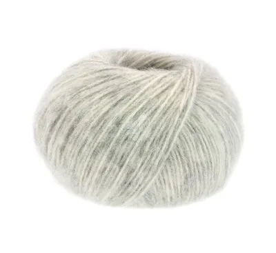 Produktbild von Lana Grossa NATURAL ALPACA PELO 50 g flauschige Netzgarnstruktur gefüllt mit Baby-Alpakafasern 125 m Farbe 002 - Rohweiß/Zartgrau