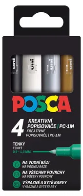 Produktbild von Posca Marker-Set Farbmix - PC-1M, 0,7 - 1 mm, (4 Stk.
