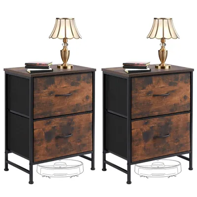 Image de Commode en tissu en deux parties avec tiroirs, pouvant servir de buffet dans la chambre à coucher ou le salon, avec deux tiroirs et un cadre en acier robuste.