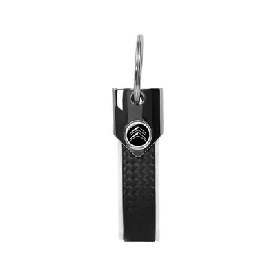 Image de Porte-clés Citroën Blanc Officiel, Carbone, Logo Noir