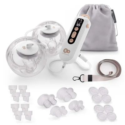 Immagine prodotto di Tiralatte elettrico doppio Kinderkraft GENTLEFLOW, 3 modalità, estrazione singola o doppia, 4 misure di coppe, biberon da 180 ml, ricarica USB-C, colore oro