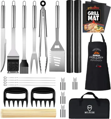 Produktbild von Grillzubehör Set 21-teilig, Edelstahl, BBQ Werkzeug, für Camping