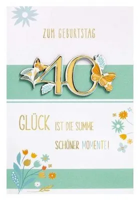 Produktbild von Geburtstagskarte Feelings, Zahl 40, 11,5 × 17 cm, mit Briefumschlag