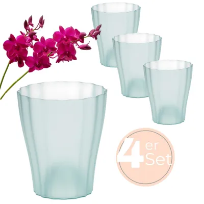 Produktbild von 4x Orchideentopf Transparent Orchideen Übertopf Pflanztöpfe Übertöpfe für Orchideen aus Kunststoff Innen Durchsichtig Elegant 13 cm glas