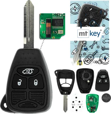 Produktbild von MT-KEY 3 Tasten Funk Schlüssel 434MHZ kompatibel mit Chrysler 200 300C PT Cruiser Sebring  Jeep Commander Grand Cherokee Liberty Wrangler Compass OHT