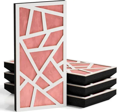 Obrázok produktu pre Sada 10 kusov tenkých akustických panelov SKYROSS-F, materiál: zamat, rozmer: 50 x 25 cm, farba: biela/ružová