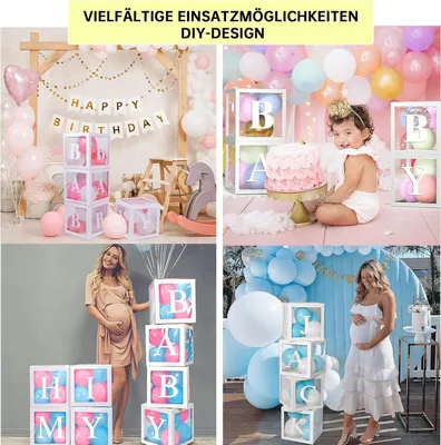 Produktbild von Transparente Ballonnenbox 4 Stück mit 26 Buchstaben A-Z - Hochzeit Geburtstag Babyboxdekoration - Geschenkbox Babyfeierdekoration - Transparente Box Liebe - eine Babyshowerfeier