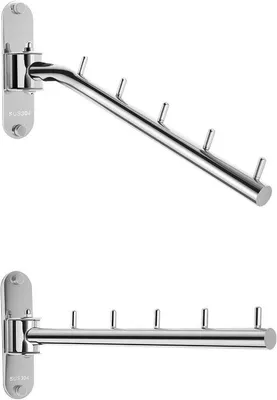 Produktbild von Famanu Wandhalterung für Kleidung - Edelstahl - 180° drehbar - Platzsparend - 5 Haken