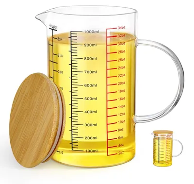 Glazen Maatbeker 1000 ml mit Handgriff und Skala