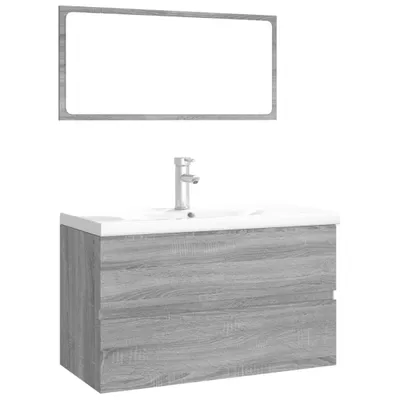 Immagine prodotto di vidaXL Set di mobili da bagno in legno grigio Sonoma