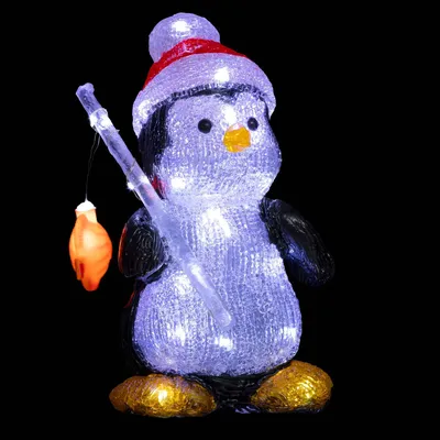 A lighted acrylic penguin decoration.