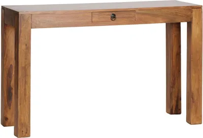 Produktbild von Konsolentisch MUMBAI Massivholz Sheesham Konsole mit 1 Schublade Schreibtisch 120 x 40 cm Landhaus-Stil Sideboard