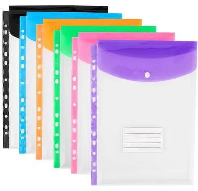 Immagine prodotto di Cartelle in plastica A4, forate, con 11 fori, espandibili, confezione da 6, trasparenti