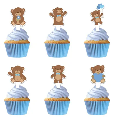 36 Bären-Cupcake-Topper aus Karton, Geburtstagsdeko