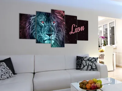 Produktbild von Akustikbild Afrika Tiere 200x100 cm Bilder Akustikschaum Hochleistungsschallabsorber Schallschutz Leinwand 5 tlg Wandbild Raumakustik Schalldämmung g-A-0094-b-o