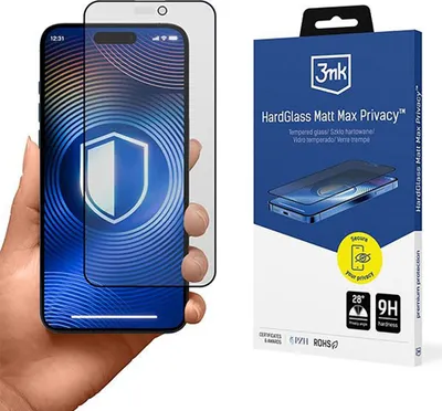 Productafbeelding van 3mk Displaybeschermglas HardGlass Matt Max Privacy voor Apple iPhone 15/16, 0,3 mm, 9H
