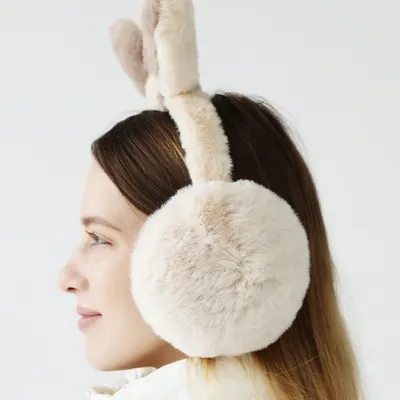 Produktbild von Beige Hasenohren-Überzüge sind warm, kältebeständig, weich und bequem.