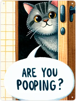 Produktbild von Katze schaut durch Türspalt Metallschild XXL in 28x38 cm mit Spruch Are you