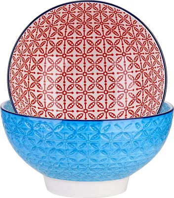 Produktbild von vancasso Macaron Porzellan Schüssel, 2 teilig Große Schalen Set, Füllmenge 1200 ml, Suppenschalen, Salatschüsseln