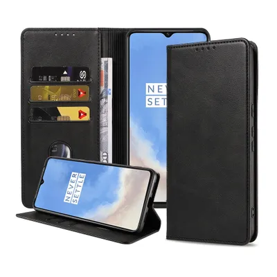 Produktbild von Smartphonica Telefon Fall geeignet für OnePlus 7T Kunstleder Fall mit Magnetverschluss und Kartenhalter Buch Fall mit Klappe - schwarz