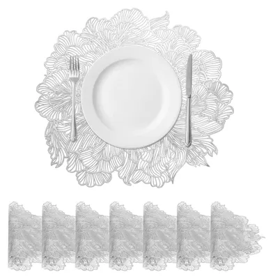 Produktbild von Solidchoice – Set aus 8 runden Untersetzern mit Blumenmuster – Waschbare und langlebige Tischdekoration
