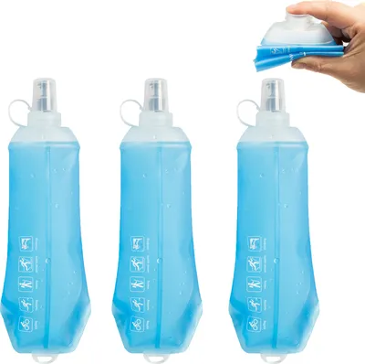 Produktbild von 3 Stück 500ml Faltbare Wasserflasche,Versenkbare Reisebecher,Auslaufsicheres Silikon Tragbare Wasserflaschen,für Camping Freien Outdoor Wandern