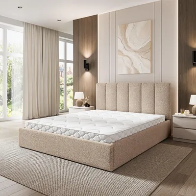 Produktbild von Masseno Polsterbett NEMIS 160x200 cm, Polsterbett mit Bettkästen -Beige, QUELLE 05