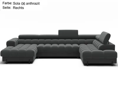 Produktbild von Wohnlandschaft in U-Form XXL Falco Sofa mit Bettkasten und Schlaffunktion Microfaser Sola 06 grau rechts