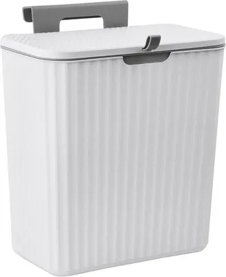 Produktbild von Famanu Hängende Mülltonne 9L - Mit Schiebedeckel und Klebe-Haken